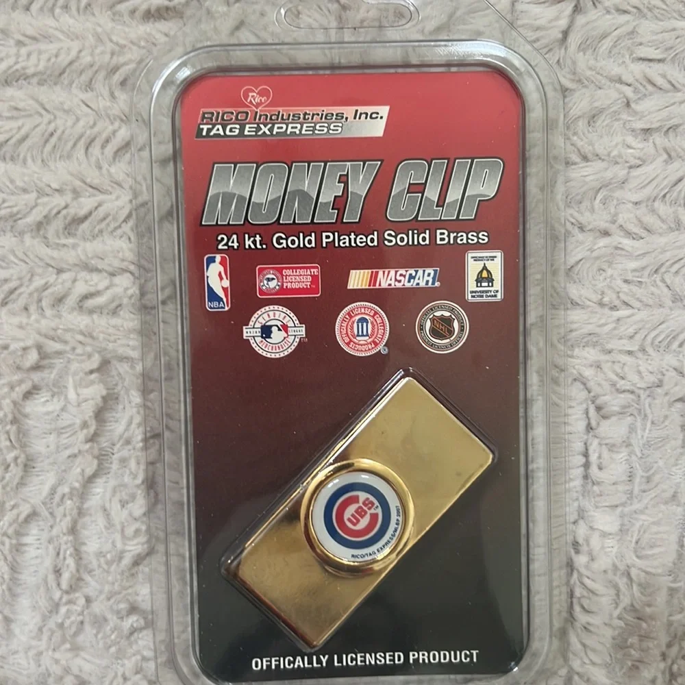 Chicago Cubs Money Clip 24 kt. Gold Plated Solid Brass officially licensed prdct